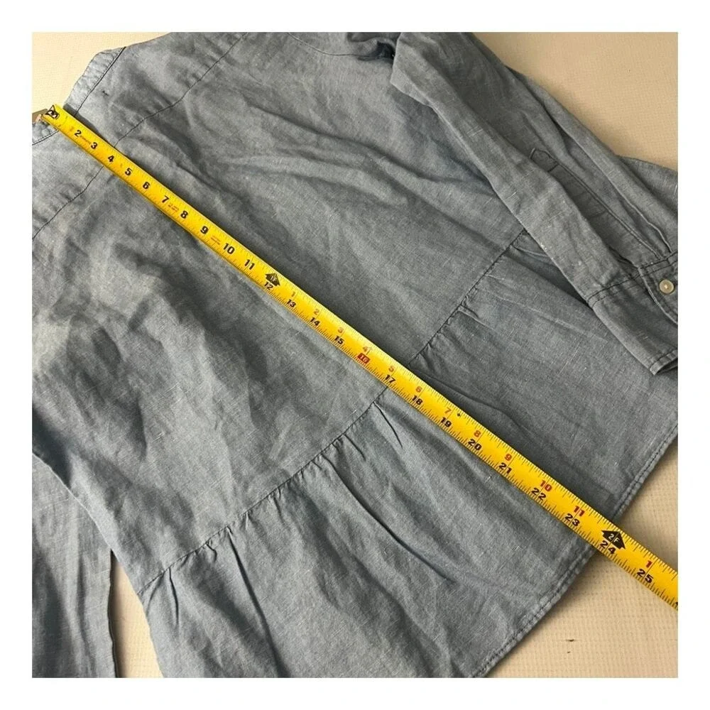 J. Crew‎ Chambray Button Down Peplum Top Shirt Blue women Size 4 NEW Linen Blend